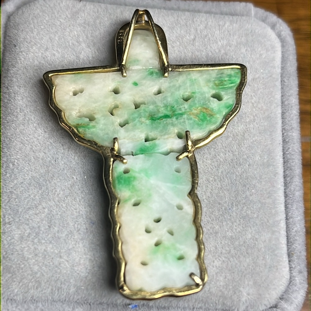 Vintage Jade angel 14 karat gold - Picture 4 of 8